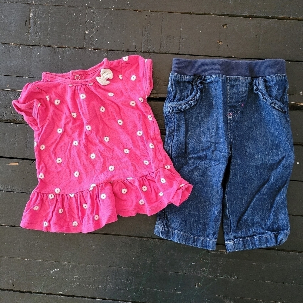 Child of Mine Carter's Garanimals Baby Girl Outfit 6-9 Months Pink White Floral - Picture 1 of 6